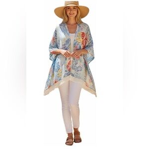 Chico’s Ikat Floral Ruana Wrap S /M